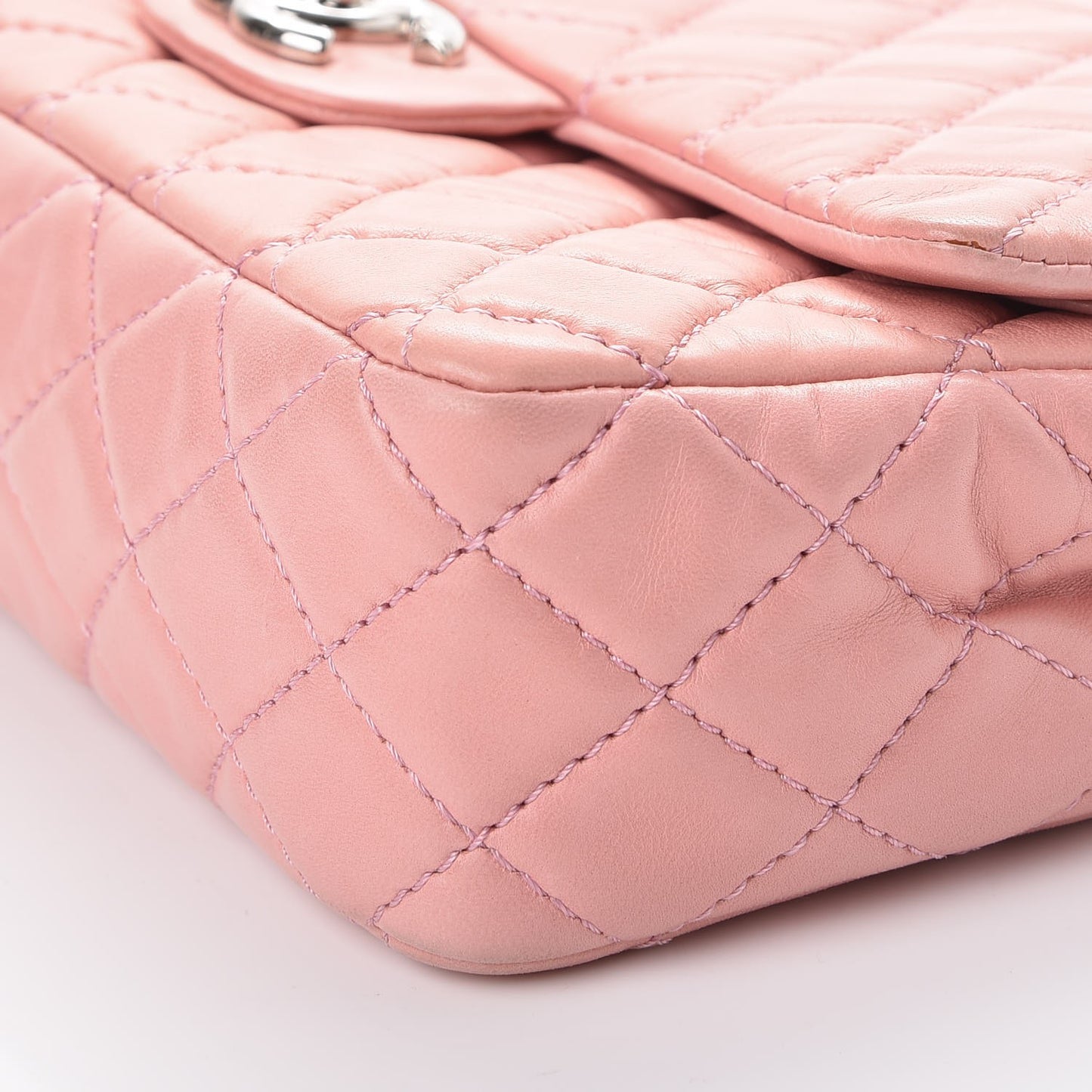 Lambskin Quilted Medium Double Flap Light Pink