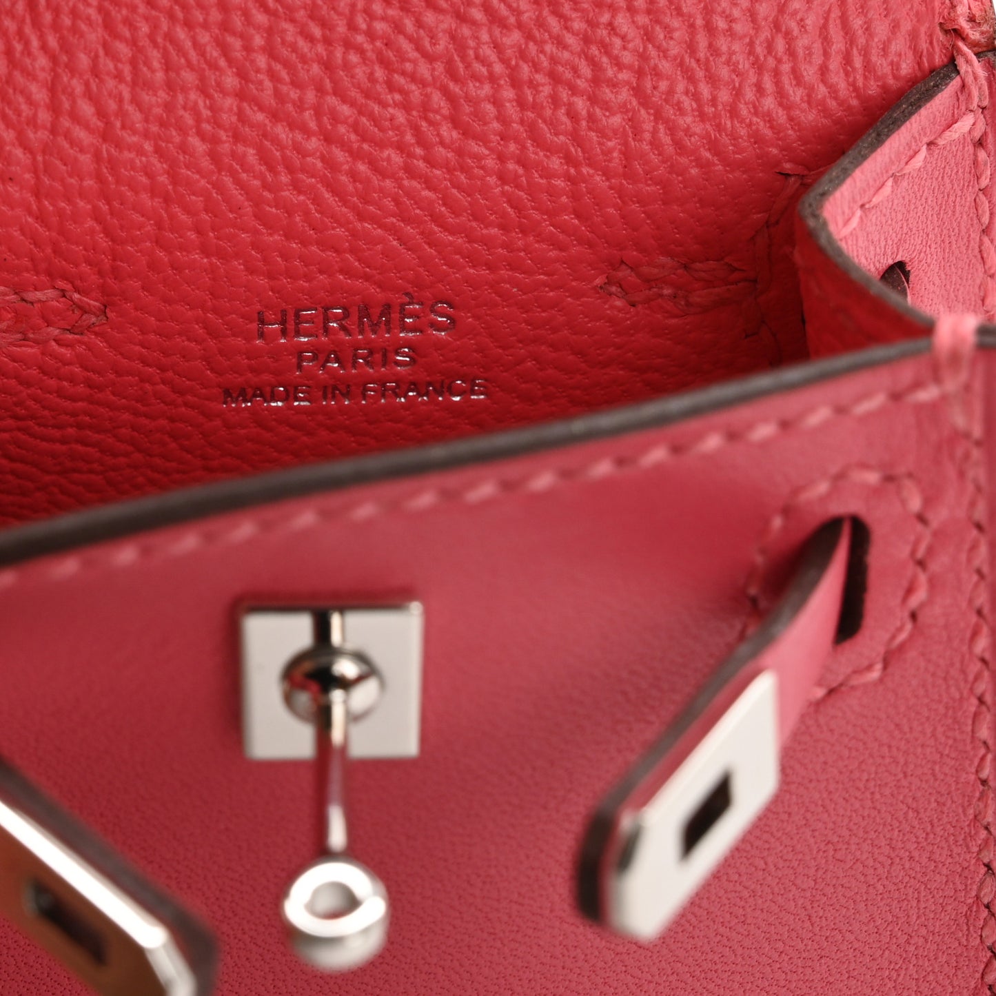 Tadelakt Mini Kelly Twilly Bag Charm Rose Lipstick