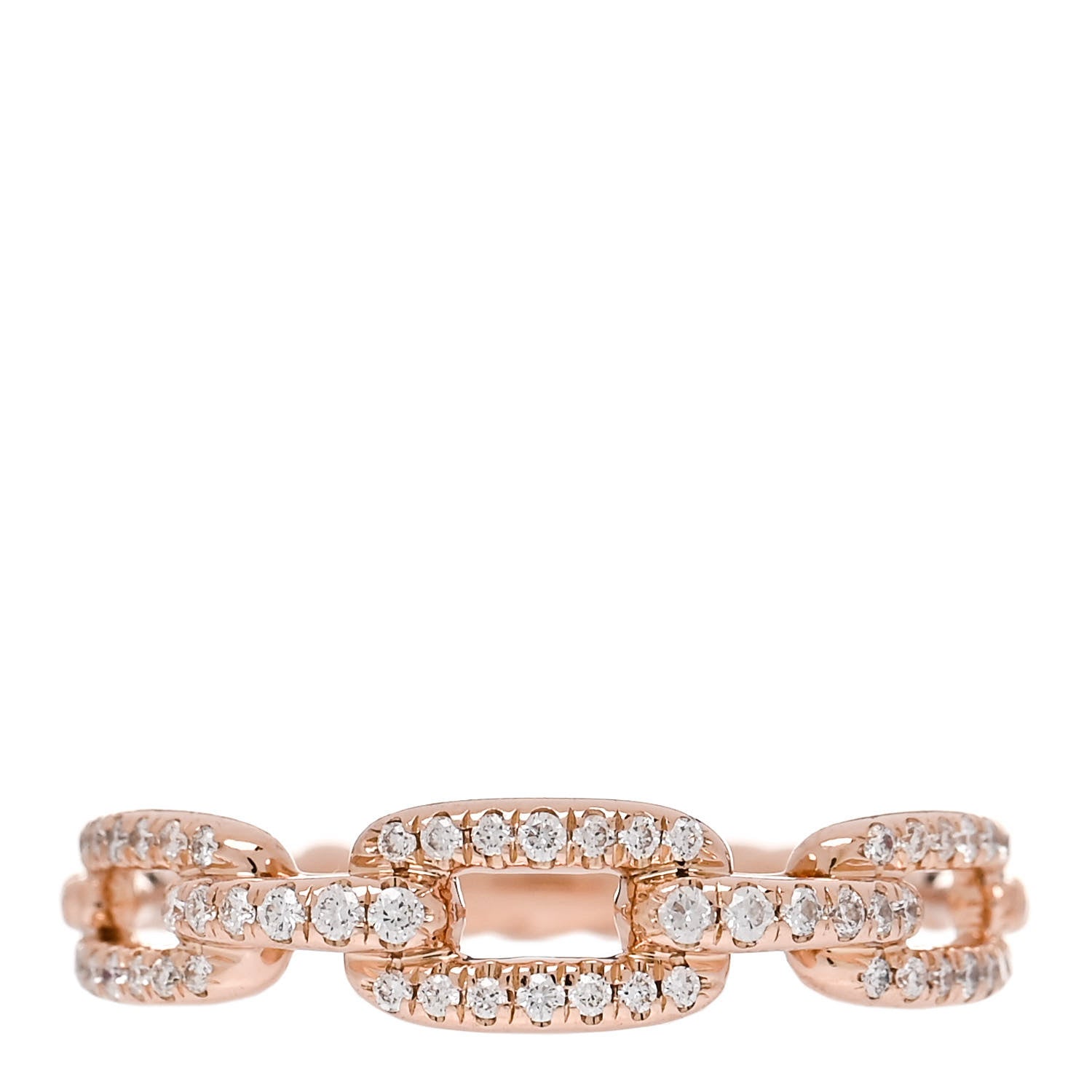 David Yurman 18K Rose Gold Diamond 4.5mm Stax Single Row Chain Link Ring 52 6 1 of 4