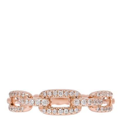 David Yurman 18K Rose Gold Diamond 4.5mm Stax Single Row Chain Link Ring 52 6 1 of 4