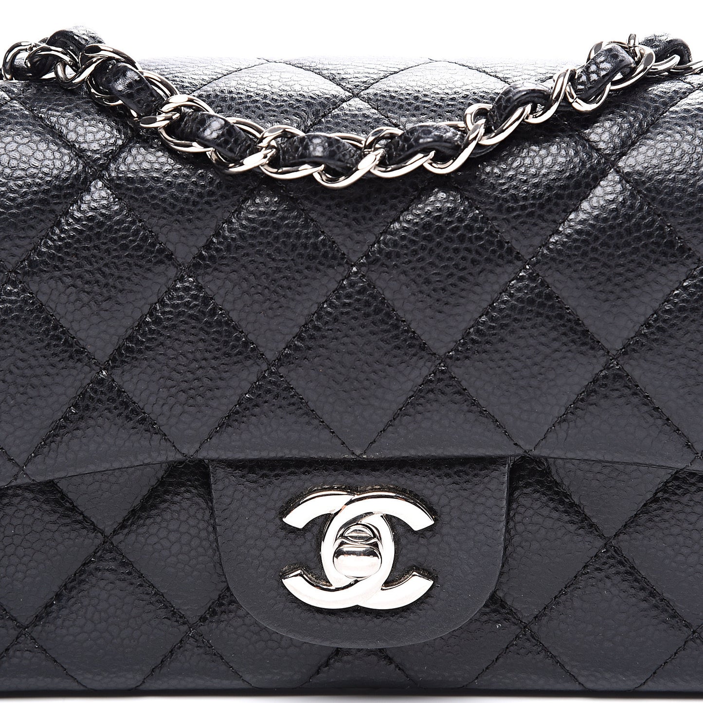 Caviar Quilted Mini Rectangular Flap Black