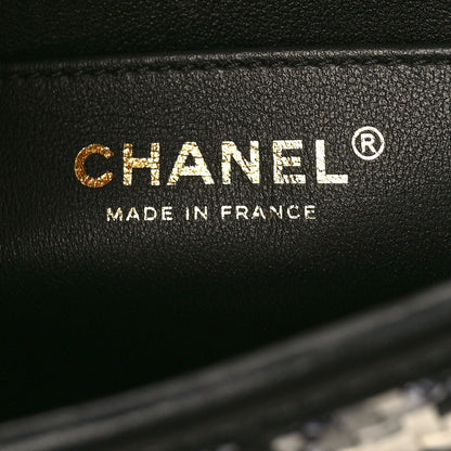 Chanel Metallic Lambskin Viscose Woven Flap Silver Black 6 of 9