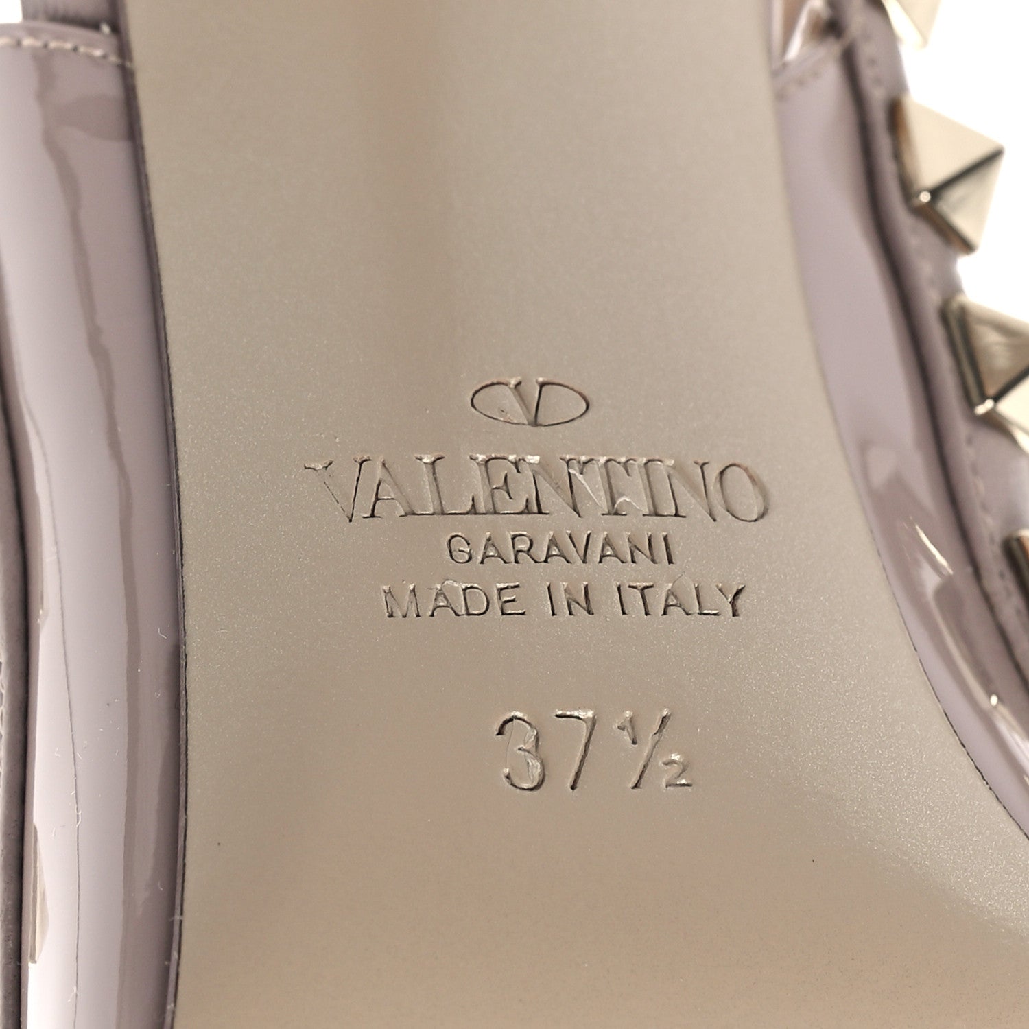 Valentino Garavani Patent Nappa Rockstud Ankle Strap 100mm Pumps 37.5 Poudre 7 of 10