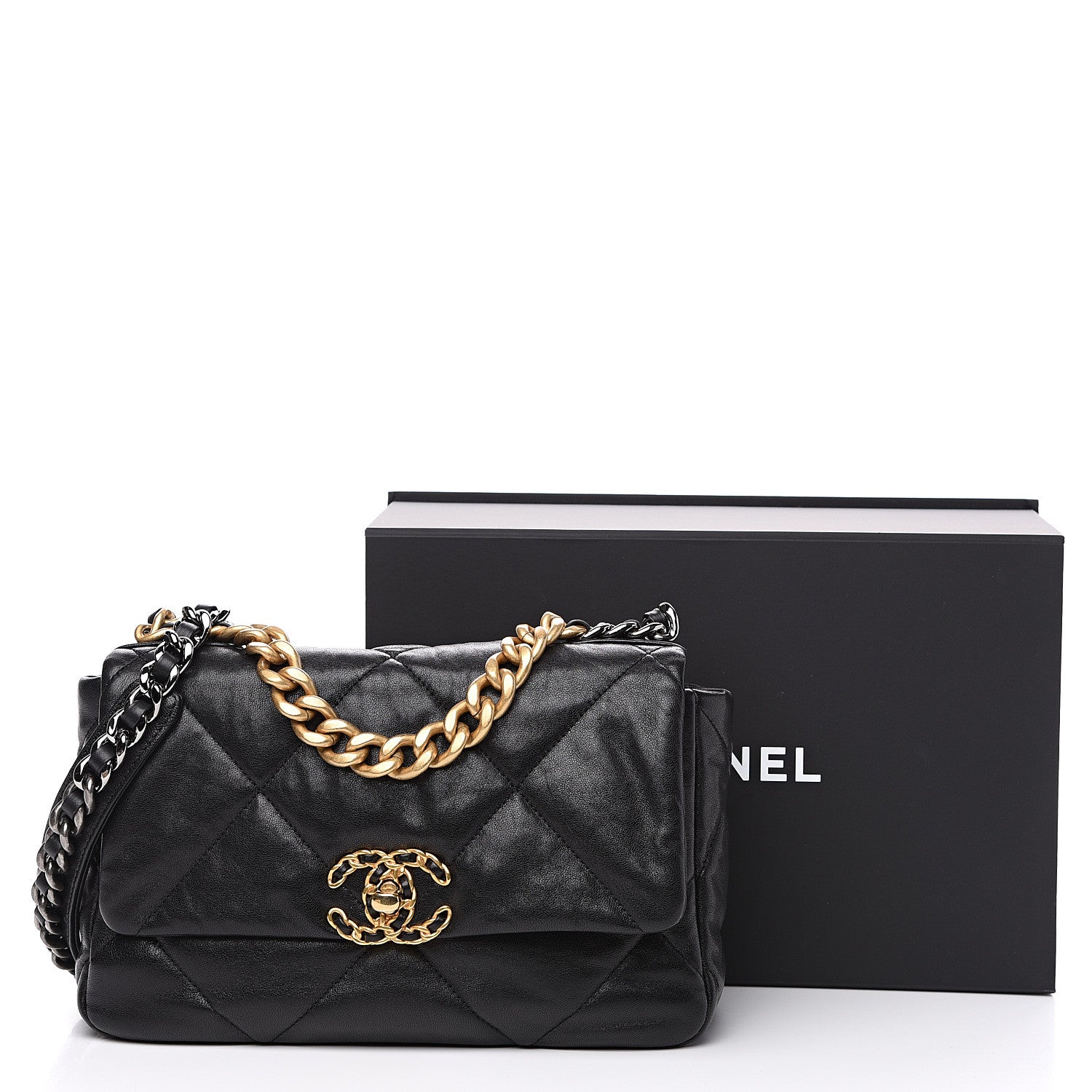Chanel Goatskin Quilted Medium 19 Flap Black 11 of 11