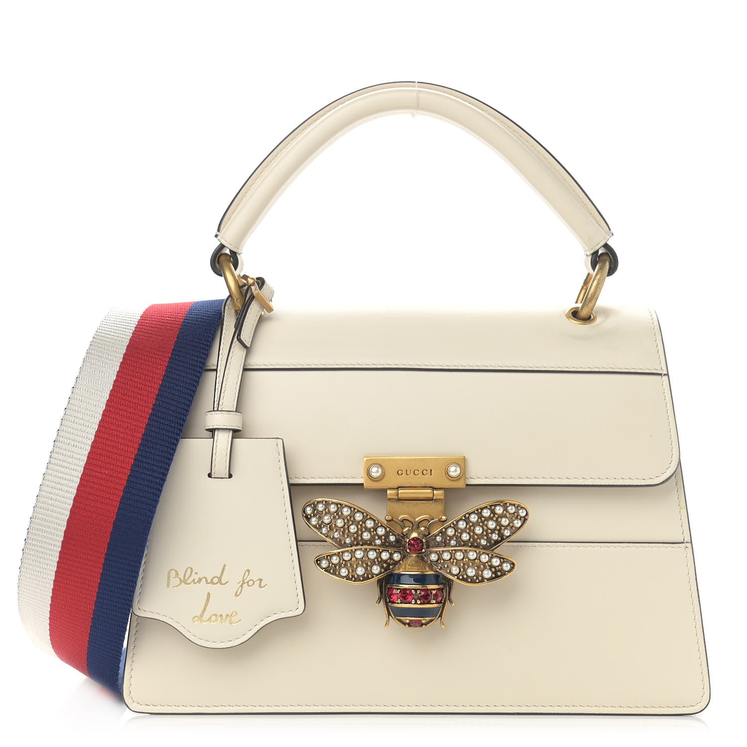 Gucci Calfskin Sylvie Web Small Queen Margaret Top Handle Bag White 1 of 14