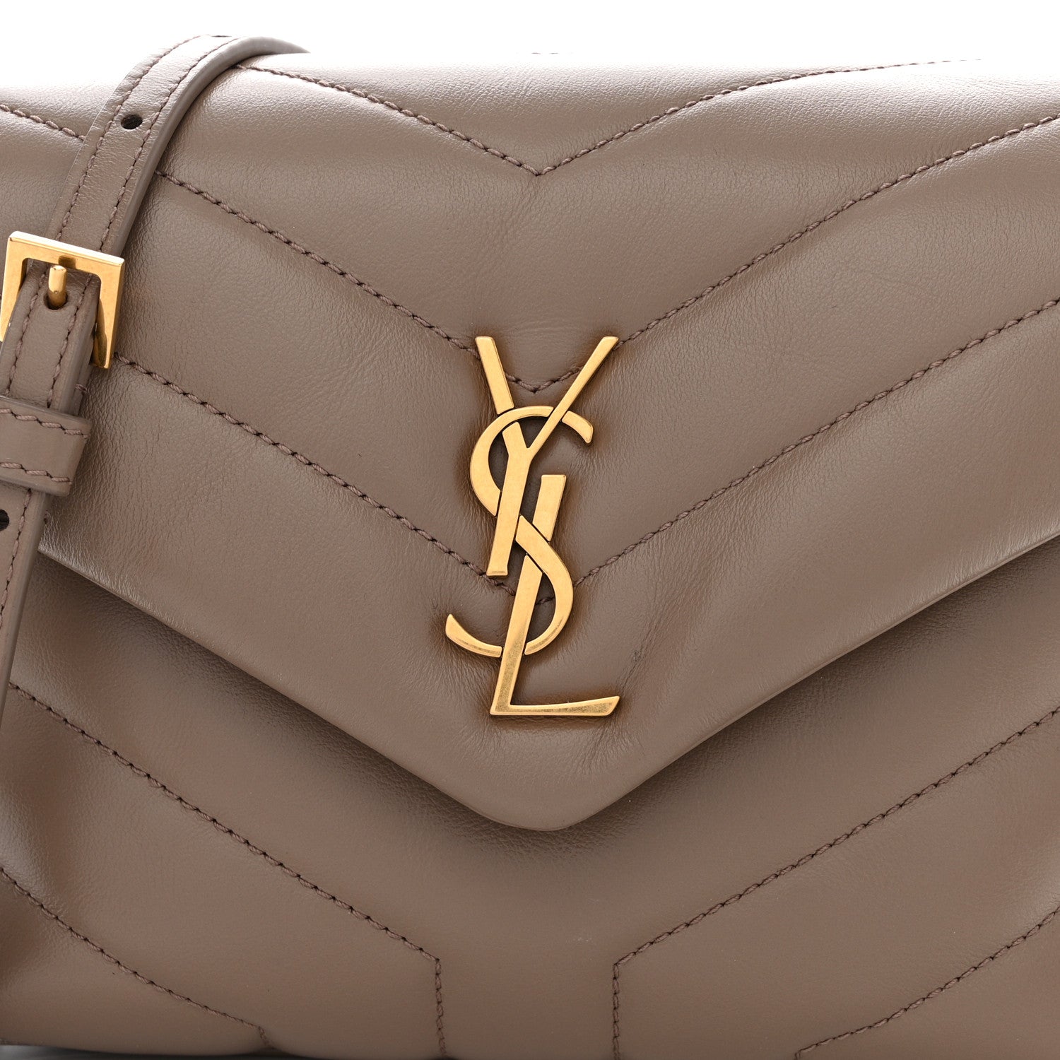 Saint Laurent Calfskin Y Quilted Monogram Toy Loulou Crossbody Bag Taupe 8 of 13