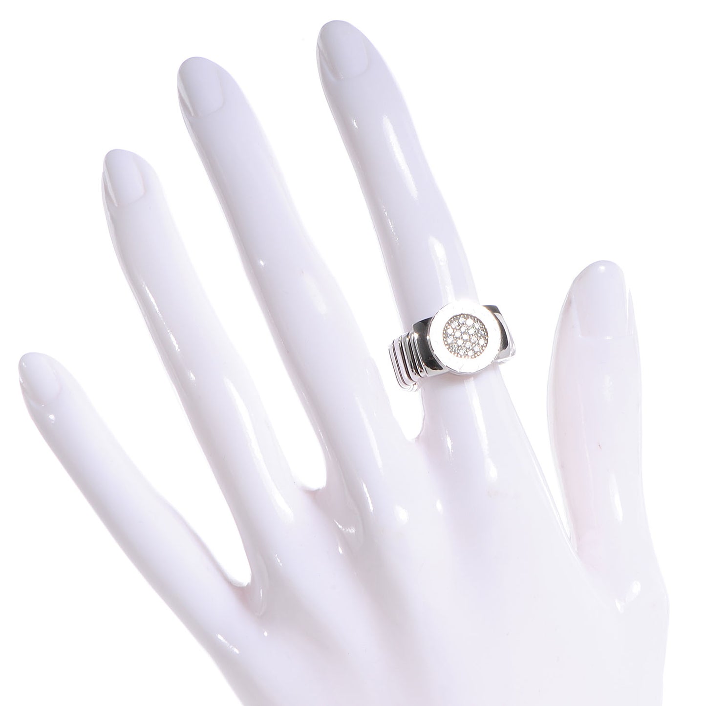 BVLGARI 18K White Gold Diamond Tubogas Ring 5