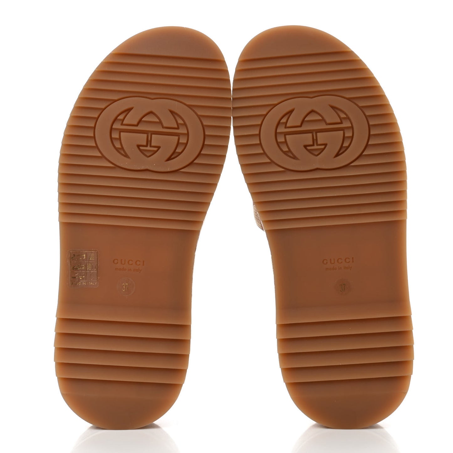 Canvas GG Monogram Angelina Platform Slide Sandals 37 Beige Ruggine