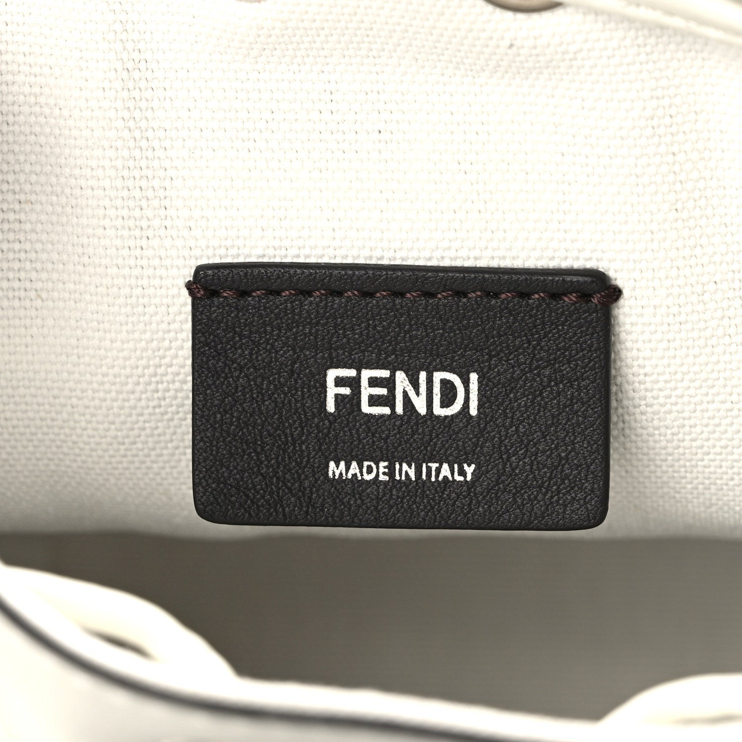 Fendi Canvas Nappa F is Fendi FF Embroidered Mini Mon Tresor Bucket Bag White Black 6 of 13