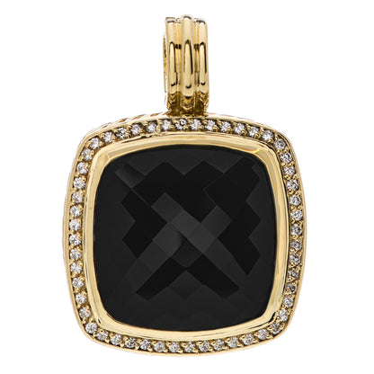 David Yurman 18K Yellow Gold Diamond Black Onyx 20mm Albion Enhancer Pendant 1 of 4