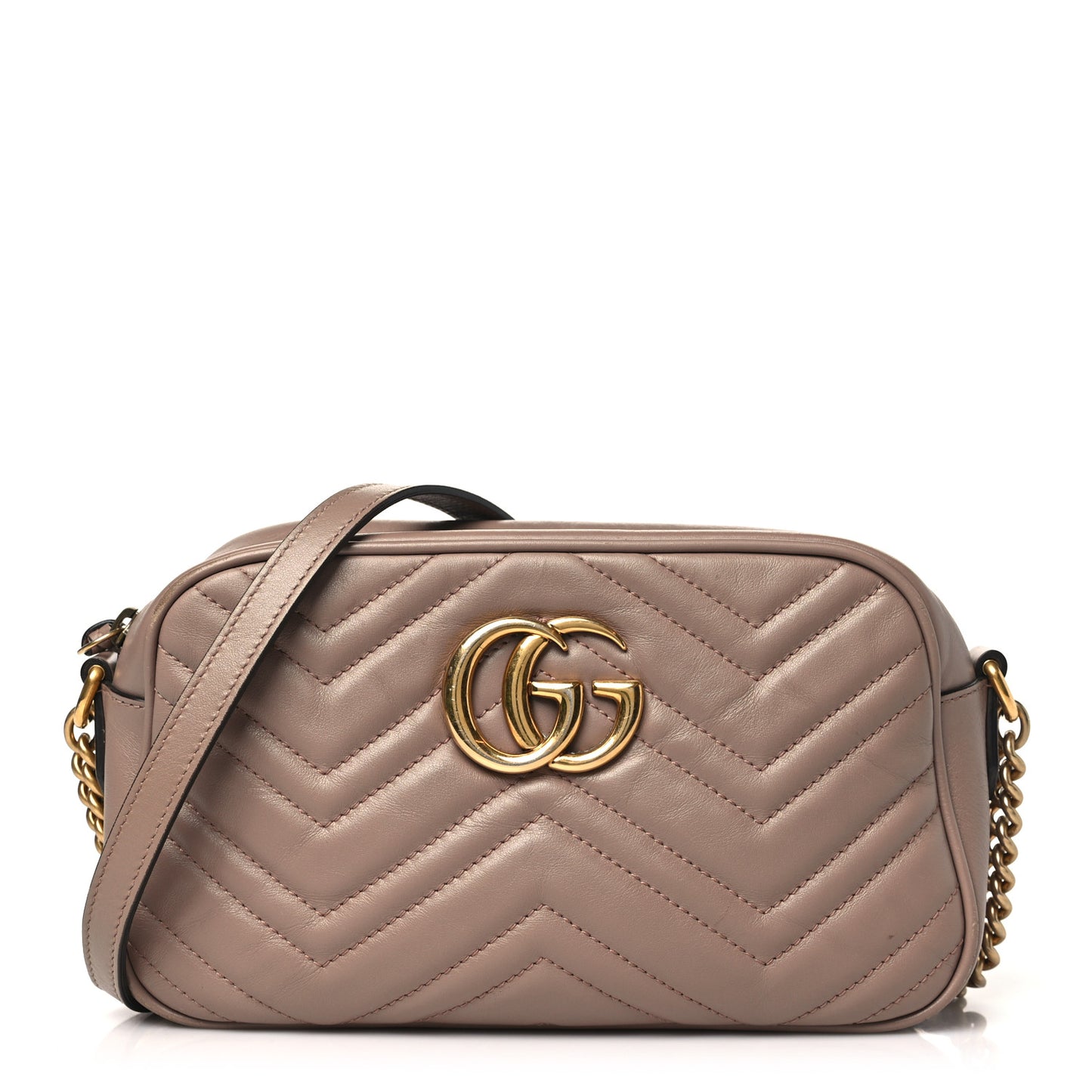 Calfskin Matelasse Small GG Marmont Chain Shoulder Bag Porcelain Rose