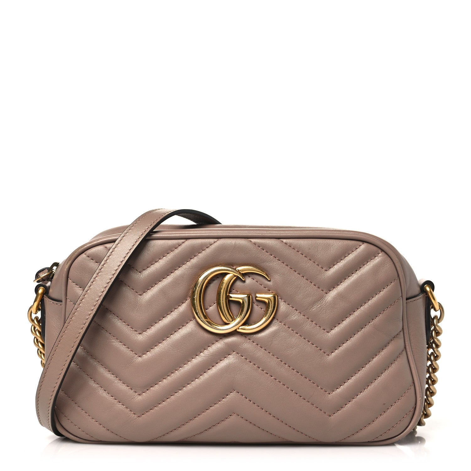 Gucci Calfskin Matelasse Small GG Marmont Chain Shoulder Bag Porcelain Rose 1 of 12