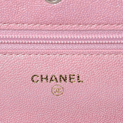 Chanel Iridescent Caviar Quilted Wallet on Chain WOC Rose Pink 6 of 9