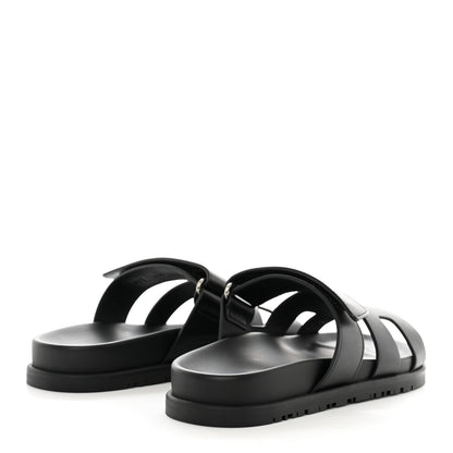 Hermes Calfskin Womens Chypre Sandals 36.5 Black 4 of 8