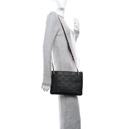 MCM Calfskin Ottomar Monogram Medium Crossbody Pouch Black 2 of 9