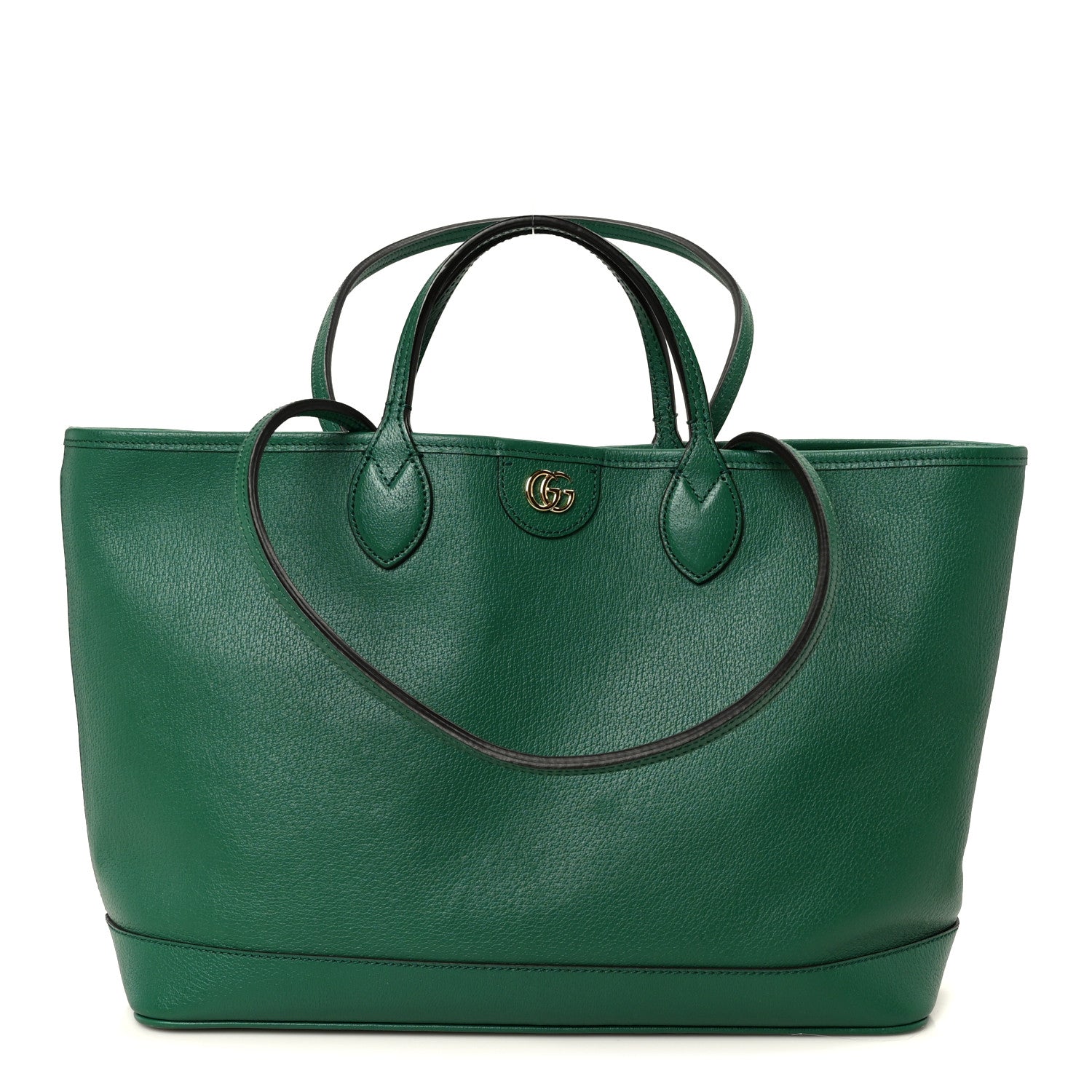 Gucci Textured Dollar Calfskin Medium Ophidia Shoulder Tote Bag Green 1 of 11