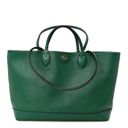 Gucci Textured Dollar Calfskin Medium Ophidia Shoulder Tote Bag Green 1 of 11