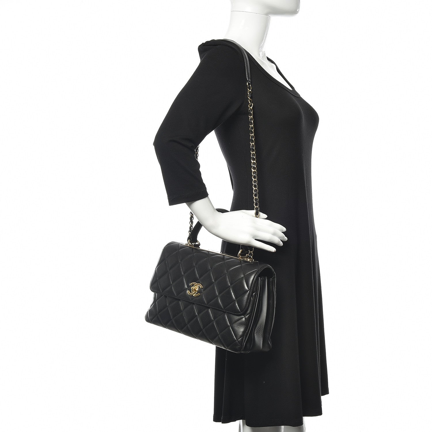 Chanel Lambskin Quilted Medium Trendy CC Flap Dual Handle Bag Black 2 of 10