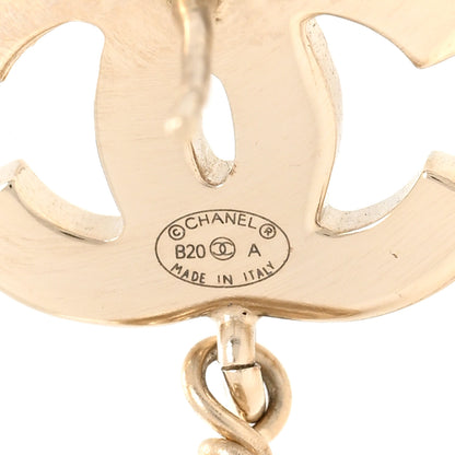 Chanel Crystal Pearl CC Uneven Drop Earrings Gold 4 of 6