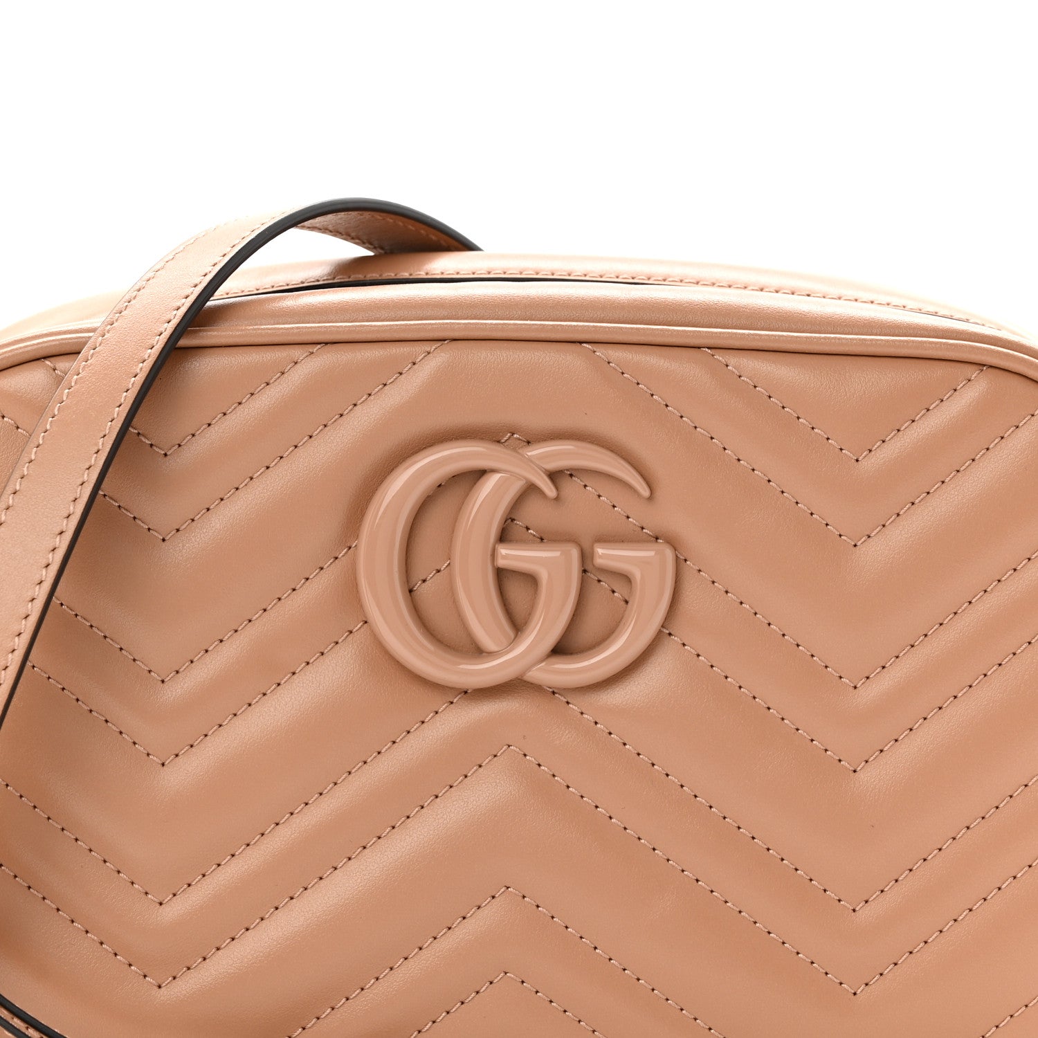 Gucci Calfskin Matelasse Monochrome Small GG Marmont Chain Shoulder Bag Camelia 8 of 10
