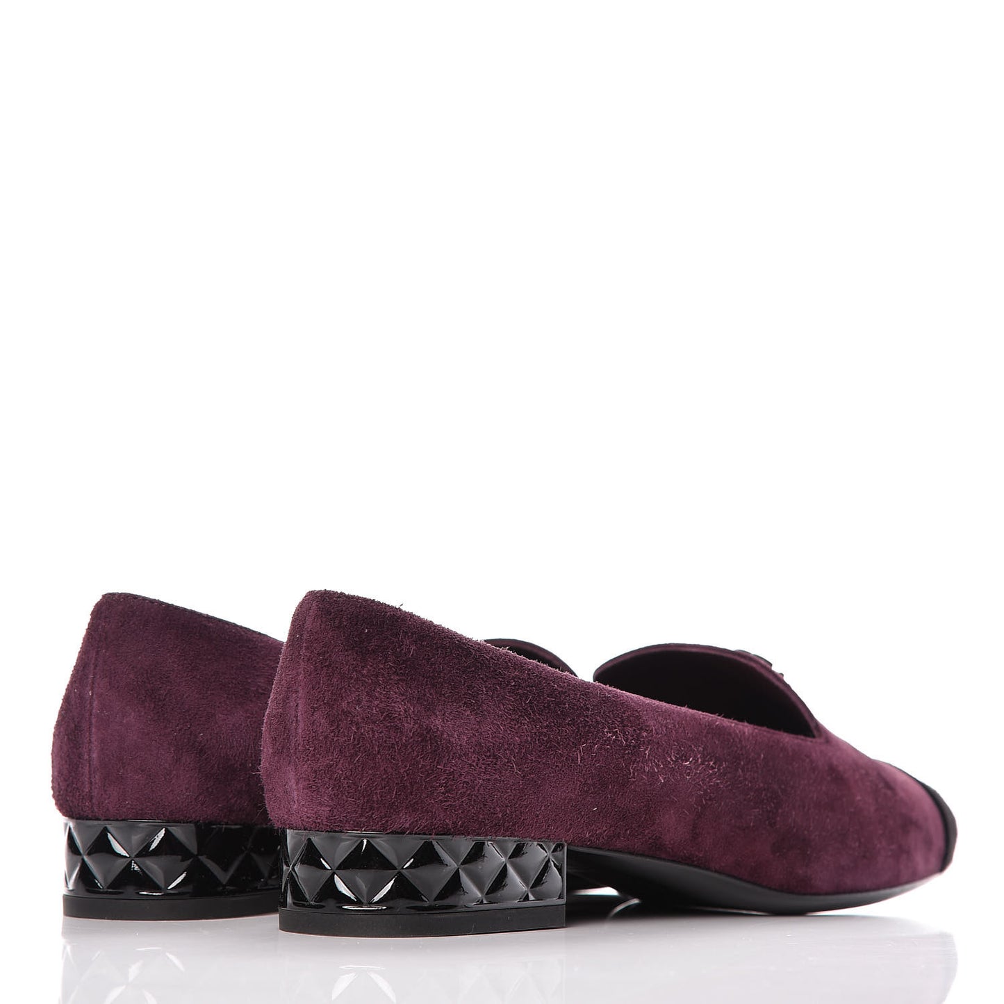 Suede Cap Toe Moccasin Loafers 38.5 Burgundy Black