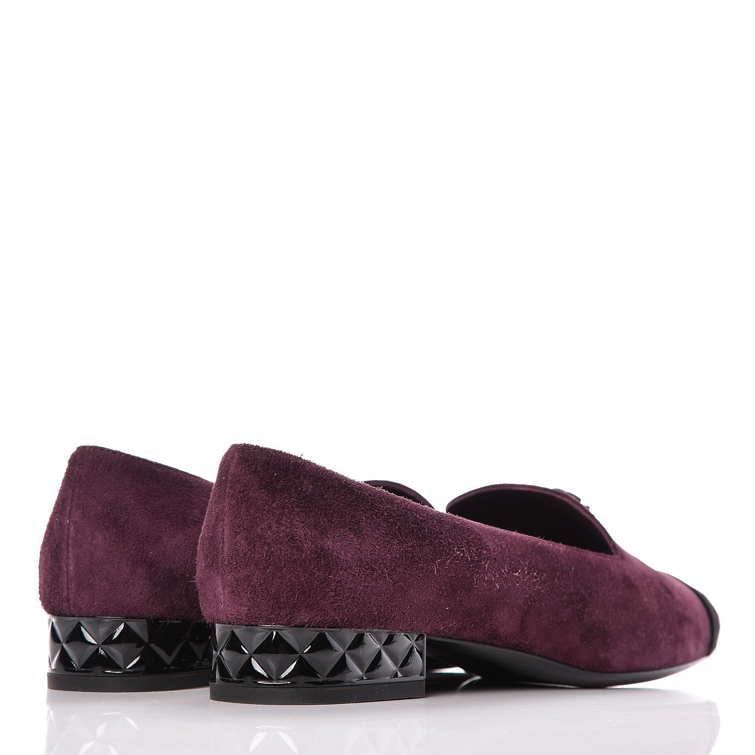 Chanel Suede Cap Toe Moccasin Loafers 38.5 Burgundy Black 4 of 10