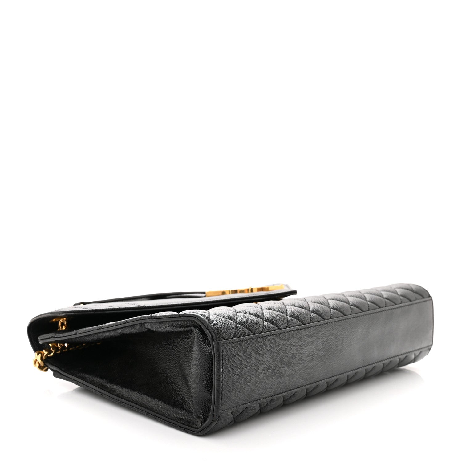 Saint Laurent Grain De Poudre Textured Mixed Matelasse Large Triquilt Monogram Satchel Black 4 of 12