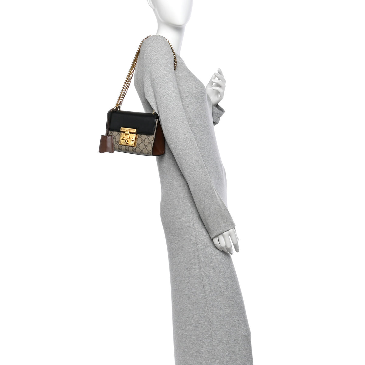Gucci GG Supreme Monogram Calfskin Small Padlock Shoulder Bag Beige Black Cuir 2 of 12
