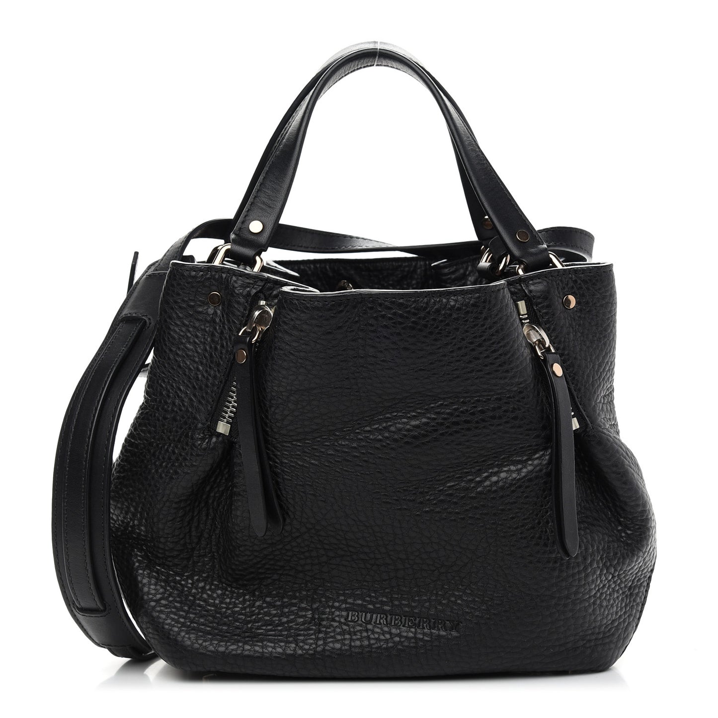 Grainy Calfskin House Check Small Maidstone Black