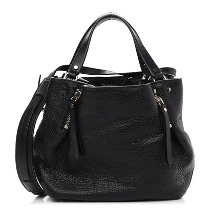 Burberry Grainy Calfskin House Check Small Maidstone Black 1 of 8