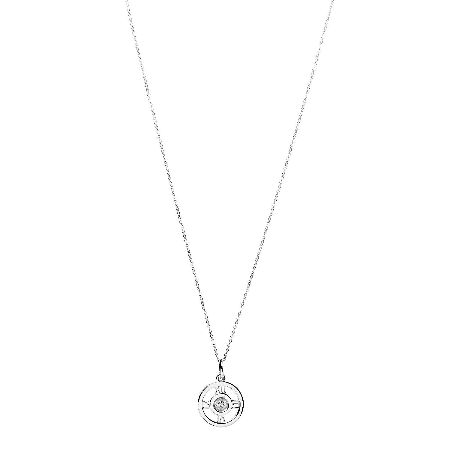 Tiffany Sterling Silver Diamond Atlas Pendant Necklace 1 of 7