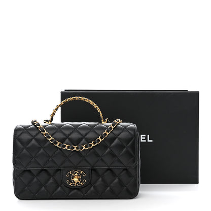Chanel Lambskin Quilted Small Strass On Top Flap Bag Black 12 of 12