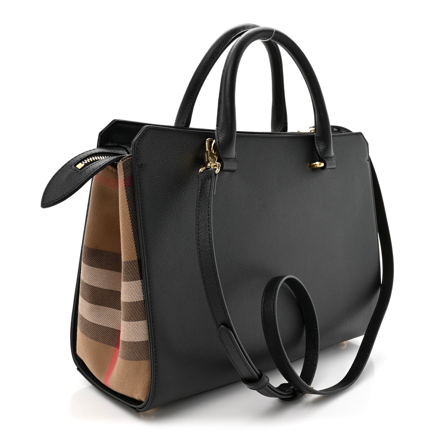 Calfskin Mega Check Small Banwell Tote Black