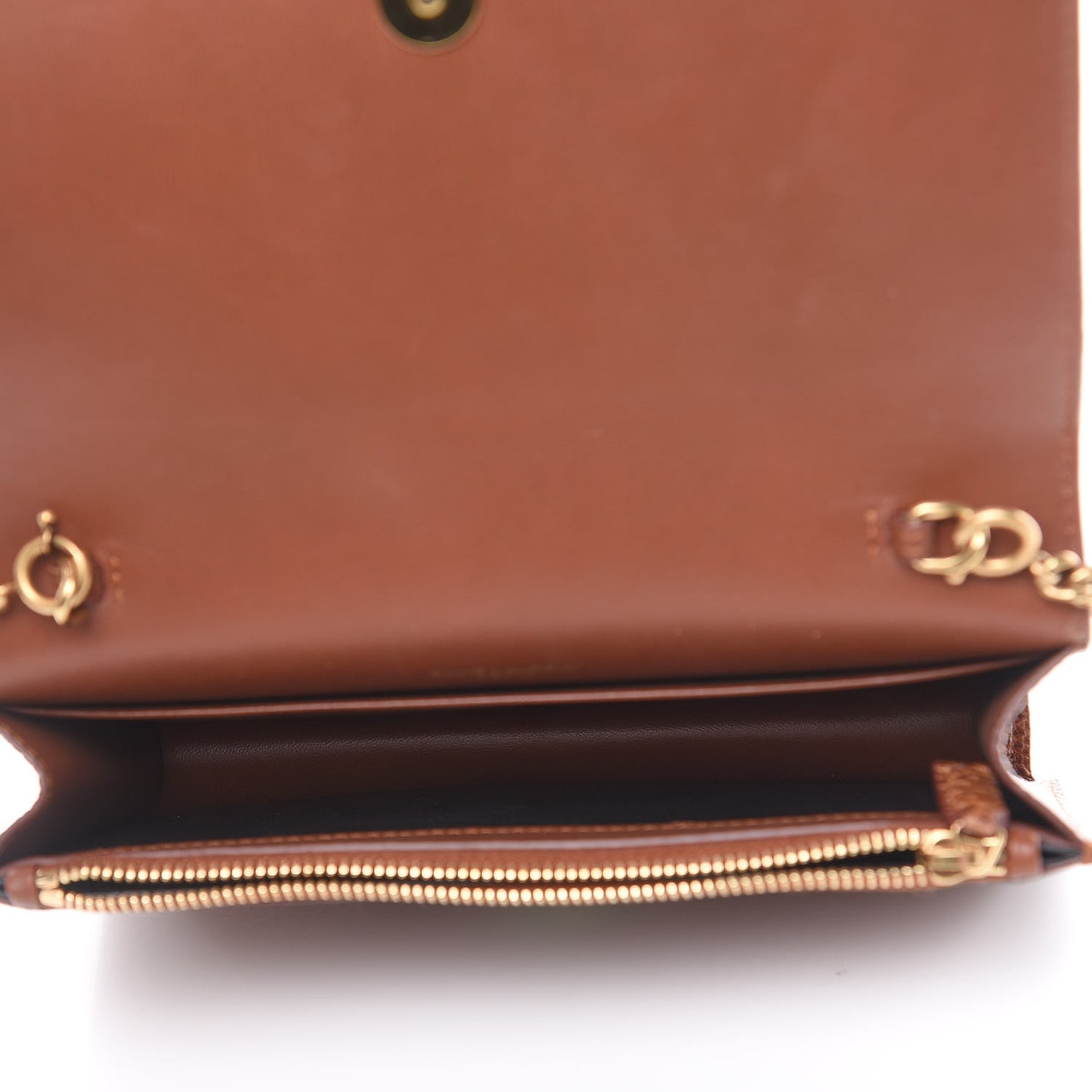 Lizard Kate Monogram Tassel Chain Wallet Cognac