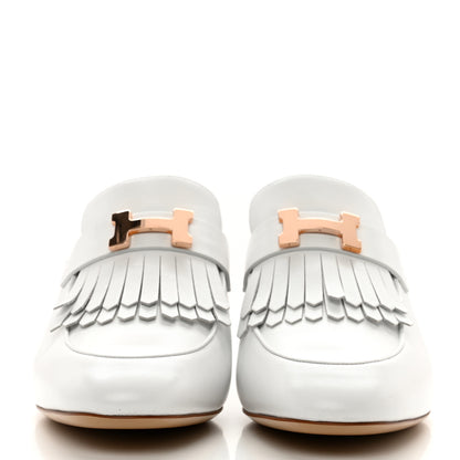Hermes Goatskin Tuileries Mules 39.5 White 2 of 8