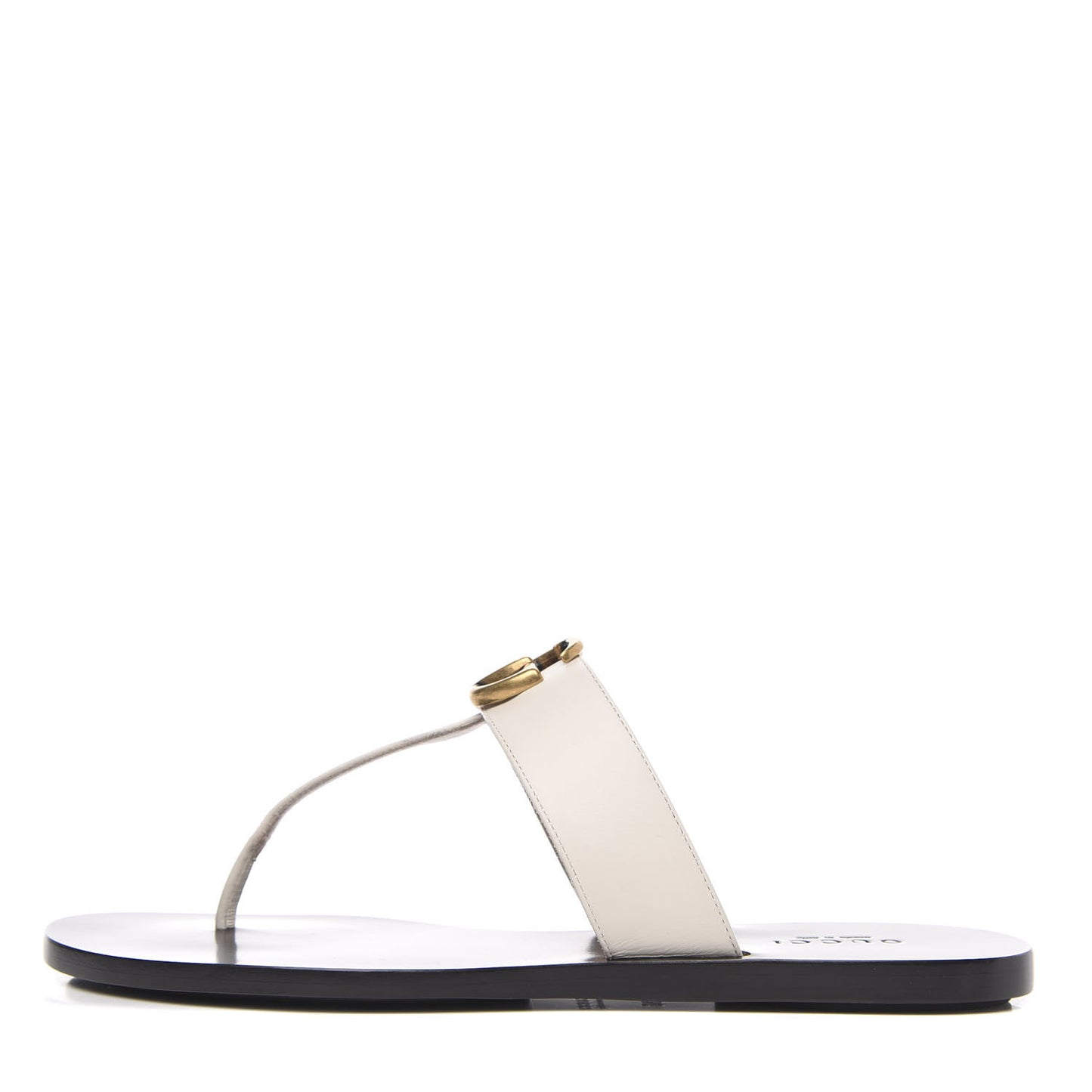 Calfskin GG Marmont Thong Sandals 36 Mystic White