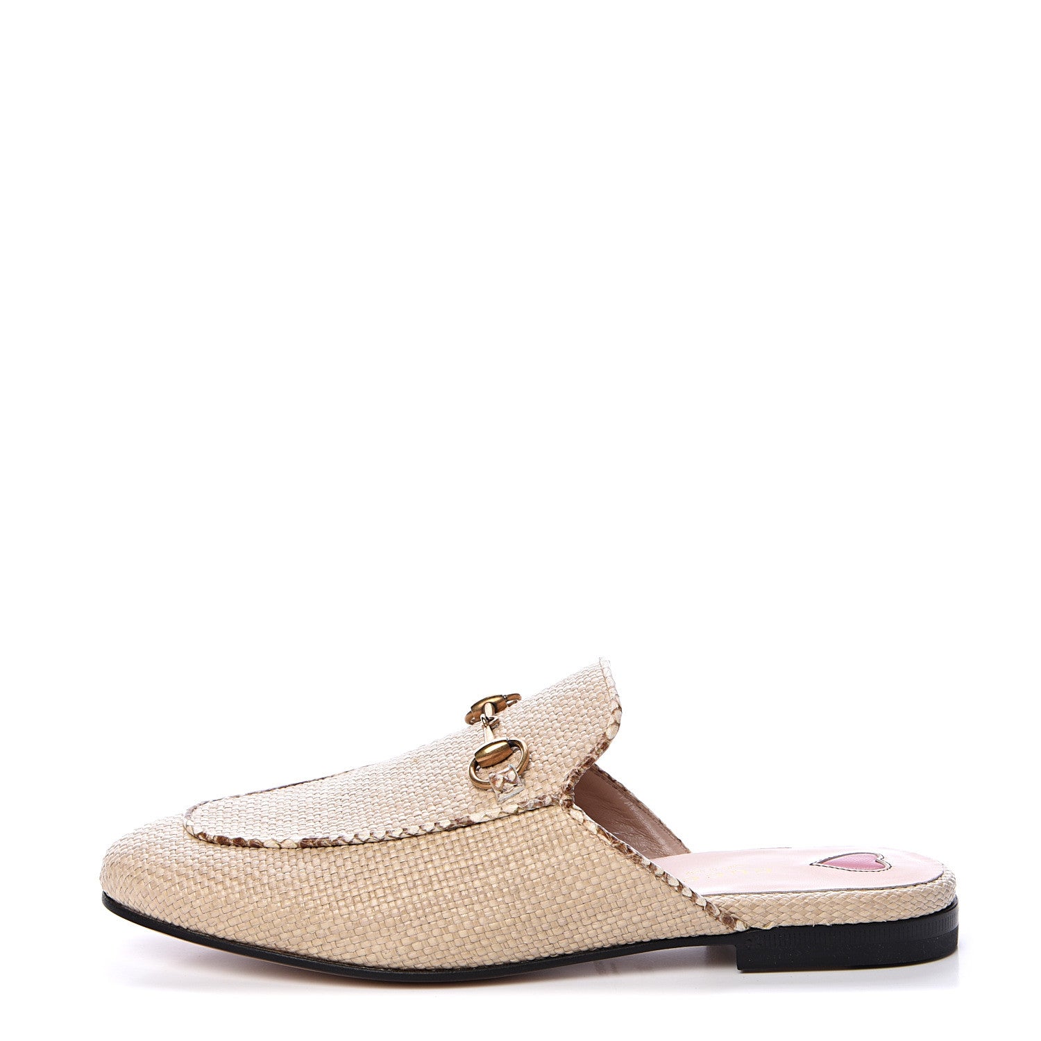 Gucci Straw Elaphe Womens Princetown Slippers 36.5 Natural Cream Brown 1 of 8