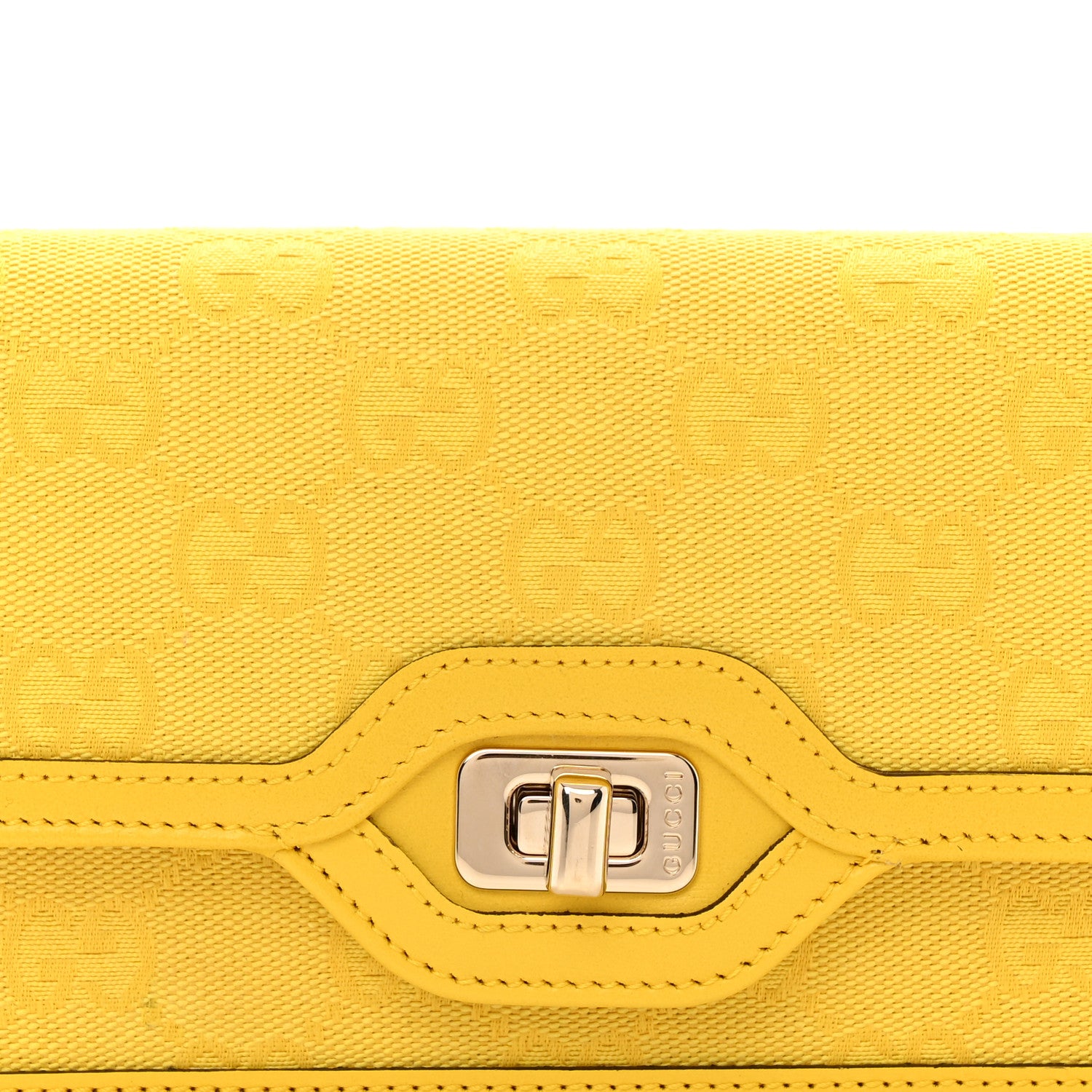 Gucci GG Monogram Textured Dollar Calfskin Small Luce Shoulder Bag Yellow 8 of 11