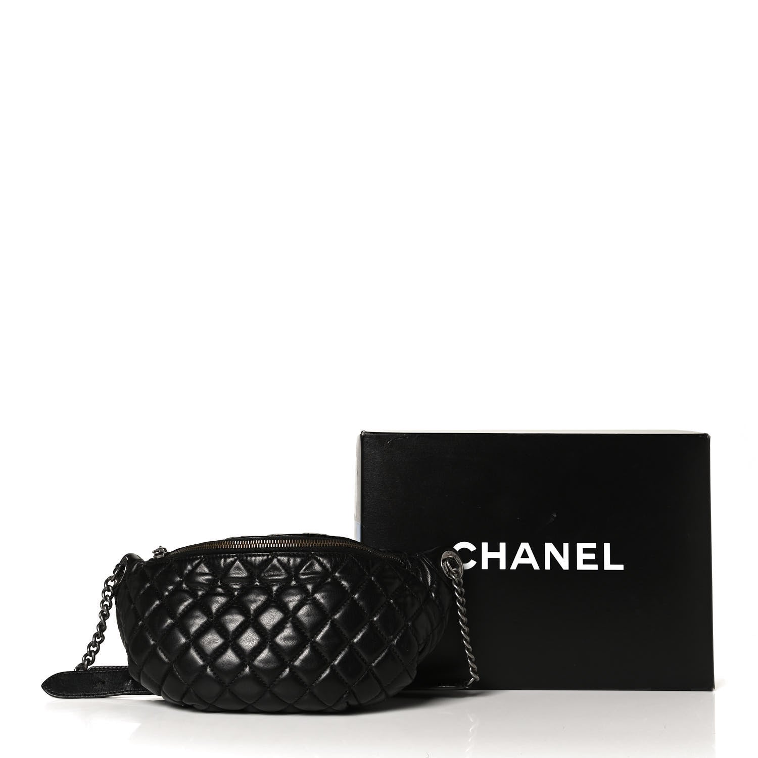 Chanel Lambskin Quilted Banane Waist Bag Fanny Pack Black 13 of 13