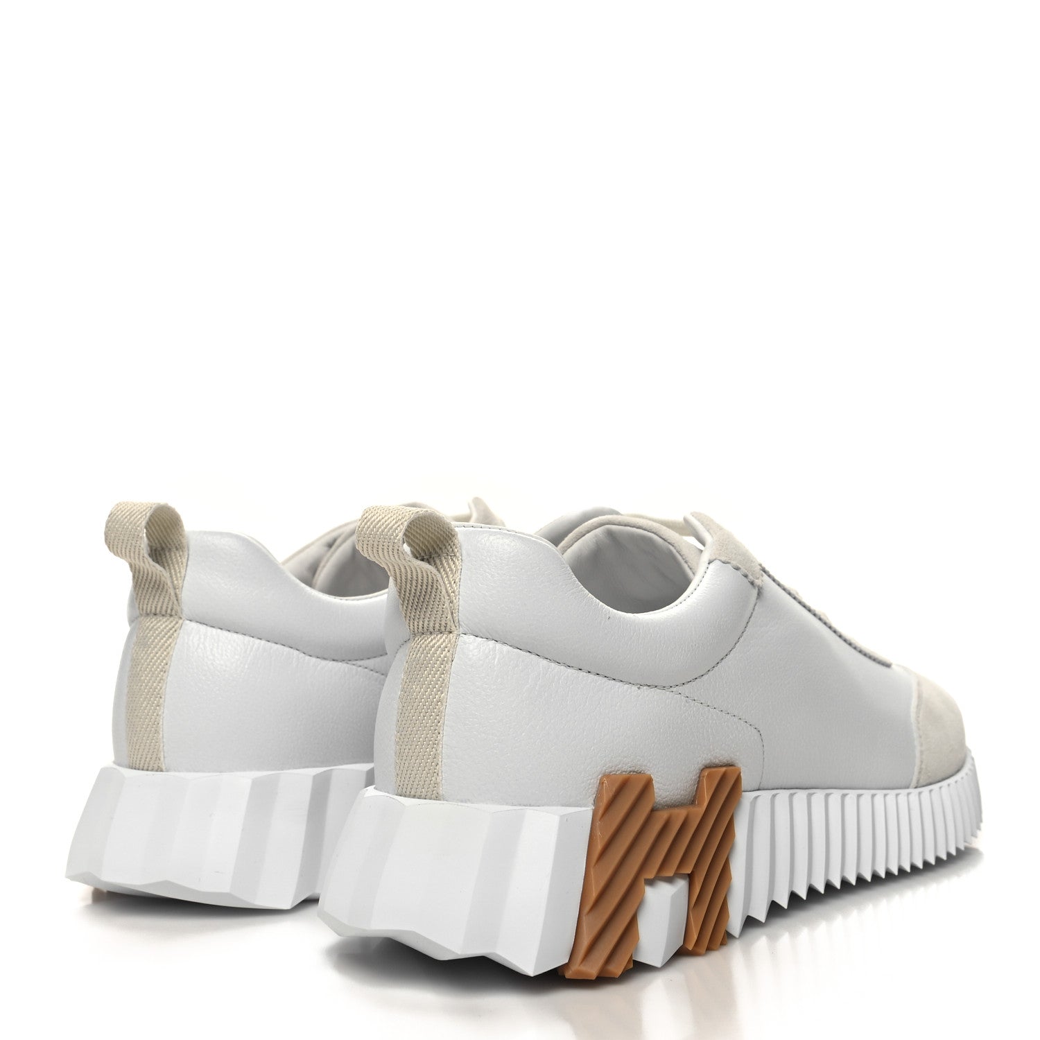 Hermes Calfskin Suede Goatskin Bouncing Sneakers 40 White 4 of 7