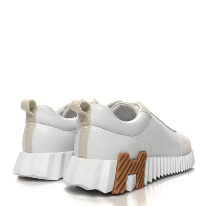 Hermes Calfskin Suede Goatskin Bouncing Sneakers 40 White 4 of 7