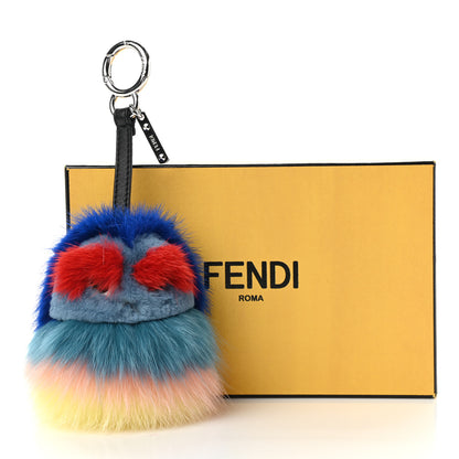 Fendi Mink Fox Fur Kid Monster Bag Bug Charm Blue Multicolor 4 of 4