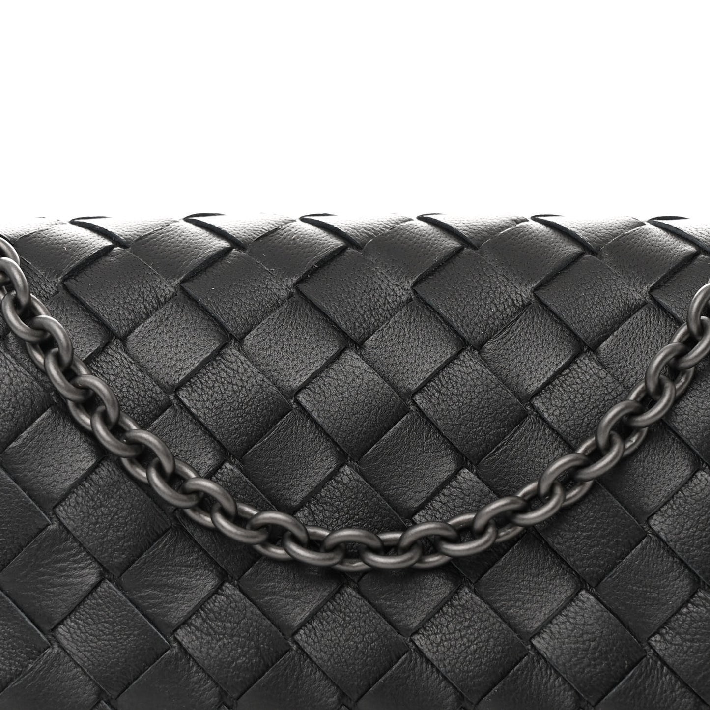 Nappa Intrecciato Mini Chain Messenger Black