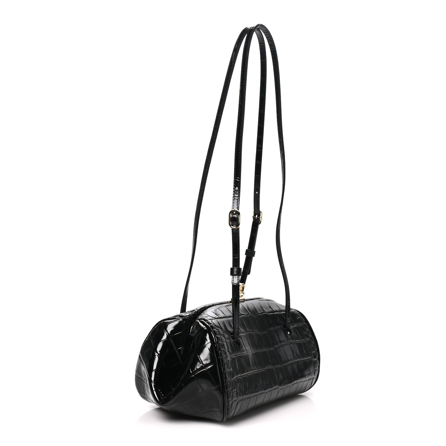Chanel Calfskin Crocodile Embossed Pretty CC Clutch With Strap Black 2 of 10