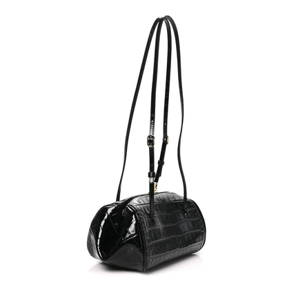 Chanel Calfskin Crocodile Embossed Pretty CC Clutch With Strap Black 2 of 10