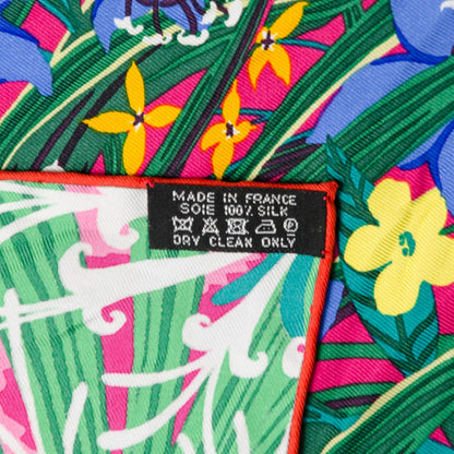 Hermes Silk Tyger Tyger Scarf 90 Rose Vif Indigo Vert 7 of 7
