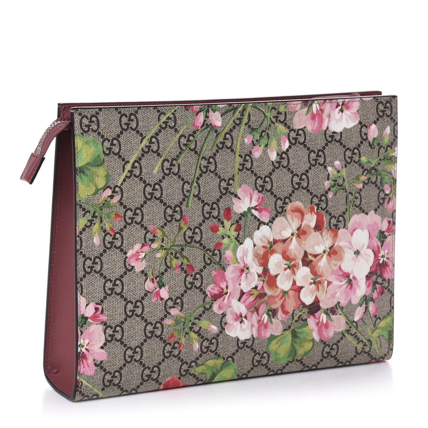 GG Supreme Monogram Blooms Large Cosmetic Case Beige Multicolor Dry Rose