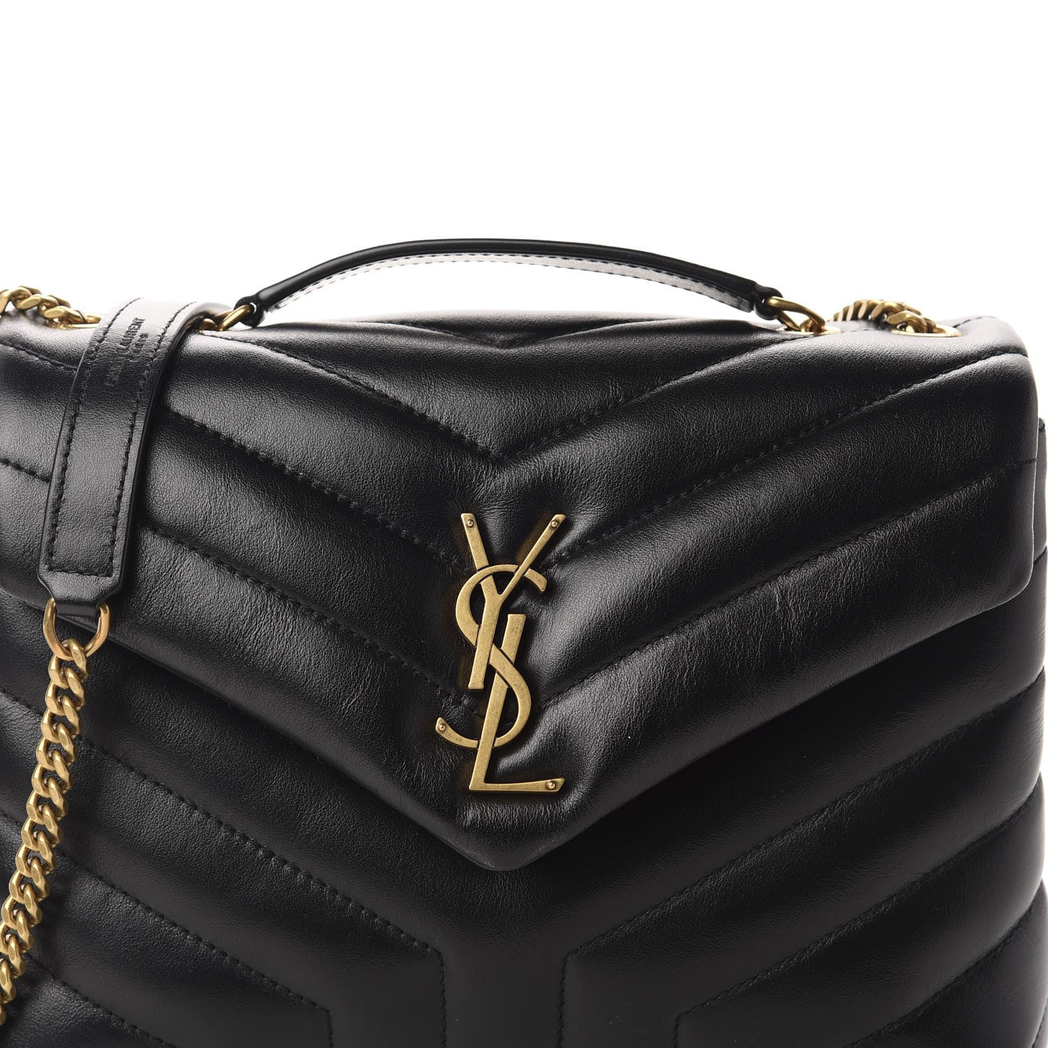 Saint Laurent Calfskin Y Quilted Monogram Small Loulou Chain Satchel Black 11 of 11