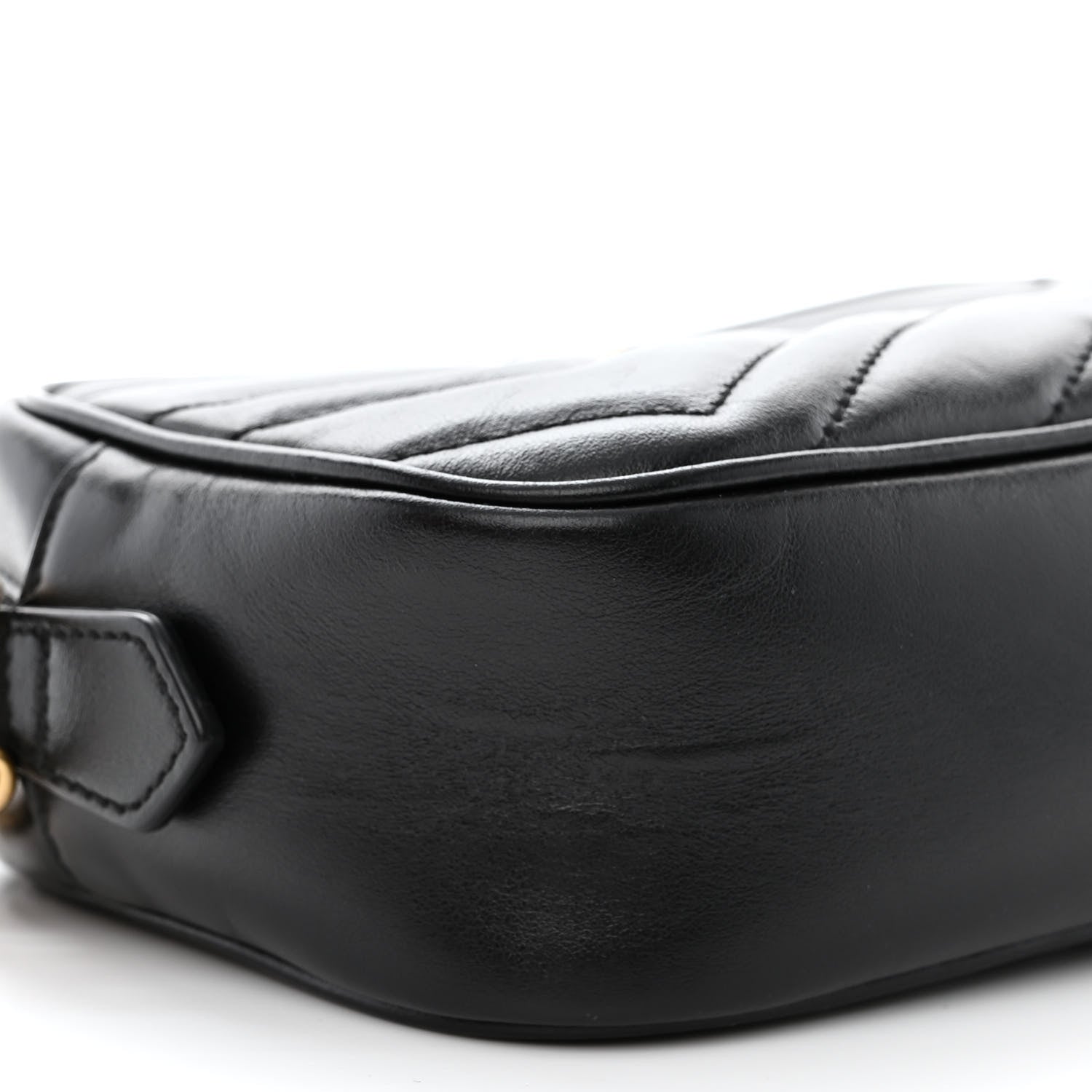 Gucci Calfskin Matelasse Mini GG Marmont Chain Shoulder Bag Black 9 of 12