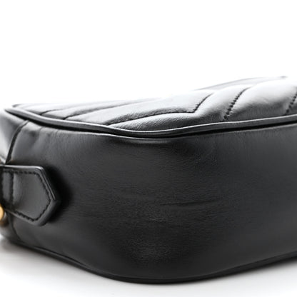 Gucci Calfskin Matelasse Mini GG Marmont Chain Shoulder Bag Black 9 of 12
